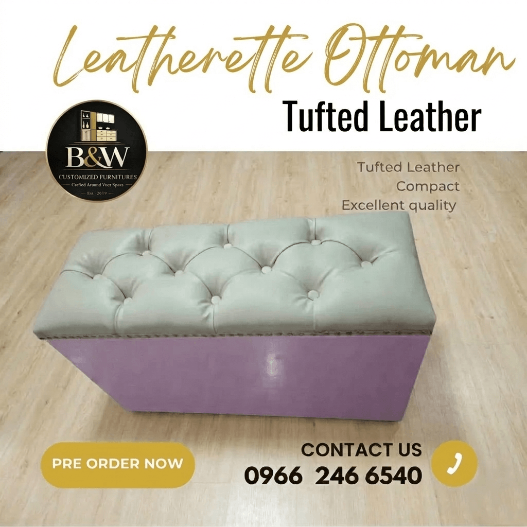 Leatherette Ottoman